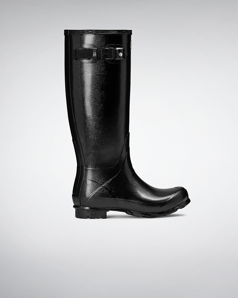 Womens Hunter Norris Field Gloss - Tall Rain Boots Black - 3547-EKOHG